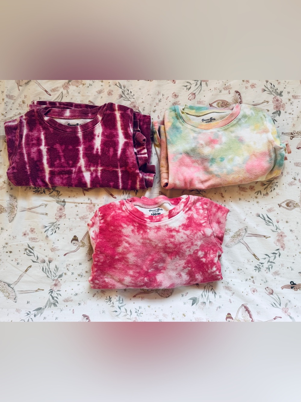 Vaenait Baby Bundle of 3 Girls 3T Cotton Pajamas Tie Dye Long Sleeve Lot